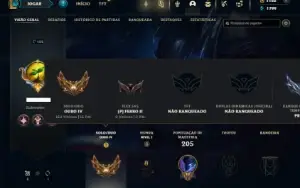 Ouro 4 com 125 Champs e 89 Skins + 2 Prestigios da Riven