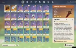 Conta Genshin AR 46 (Venti,Jean,Tumulo,Razor e livro 5stars)