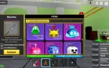 Conta blox fruits com sanguine art todas espadas e armas