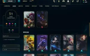 Platina 4 com 66 Champs e 31 Skins + 4 Espolios
