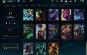 Platina 4 com 66 Champs e 31 Skins + 4 Espolios