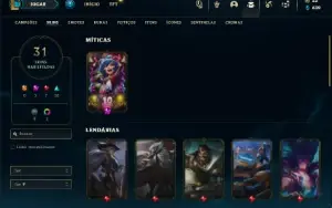 Platina 4 com 66 Champs e 31 Skins + 4 Espolios