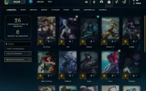 Conta Unranked lv 26 com 22 Champs e 14 Skins