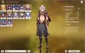 Genshin Impact conta Arataki Itto+mona AR10