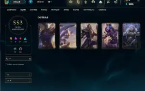 Unranked com TODOS os champs e 553 Skins + 350 Cromas