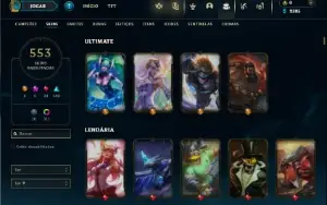 Unranked com TODOS os champs e 553 Skins + 350 Cromas