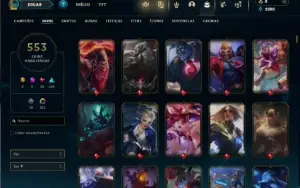 Unranked com TODOS os champs e 553 Skins + 350 Cromas