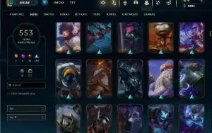 Unranked com TODOS os champs e 553 Skins + 350 Cromas