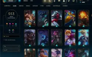 Unranked com TODOS os champs e 553 Skins + 350 Cromas