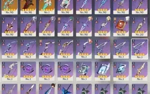AR58 Diluc+Tumulo Venti+Elegia Ayaka Raiden Shenhe 33k gema