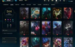 Platina 1 com 150 Champs e 264 Skins + 6 Prestigios