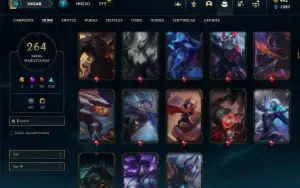 Platina 1 com 150 Champs e 264 Skins + 6 Prestigios