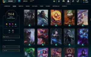 Platina 1 com 150 Champs e 264 Skins + 6 Prestigios