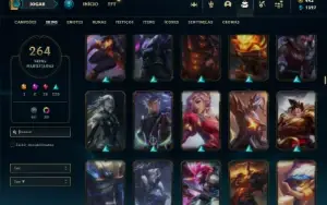 Platina 1 com 150 Champs e 264 Skins + 6 Prestigios