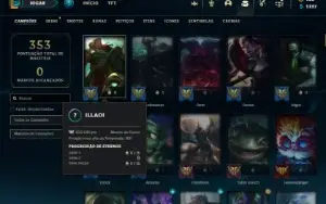Platina 1 com 150 Champs e 264 Skins + 6 Prestigios