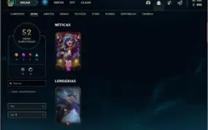 Conta prata 1 com 116 champs, 51 skins e 500 RP