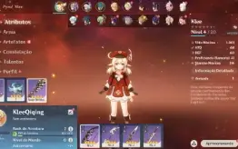 Conta Genshin Impact AR 7 com Klee, Keqing e Qiqi