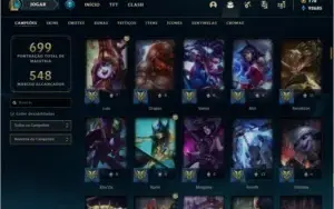 CONTA OURO 1 COM TODOS OS CHAMPS E +160 SKINS