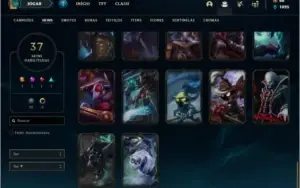 Conta prata 3 com 37 skins e 71 champs
