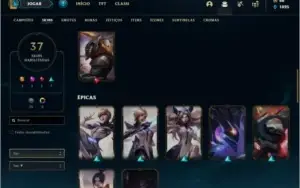 Conta prata 3 com 37 skins e 71 champs