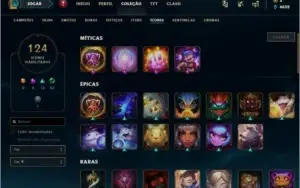 Conta LoL: 90 skins e 126 Campeões.