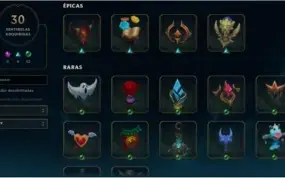 Conta de League of Legends, com 318 skins + 3609EA.