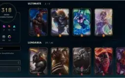 Conta de League of Legends, com 318 skins + 3609EA.