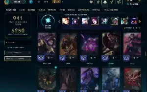 Prata 3 com TODOS os champs e 216 Skins ( Nivel 1166 )