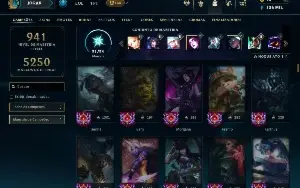 Prata 3 com TODOS os champs e 216 Skins ( Nivel 1166 )