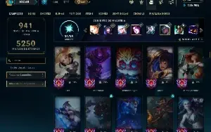 Prata 3 com TODOS os champs e 216 Skins ( Nivel 1166 )