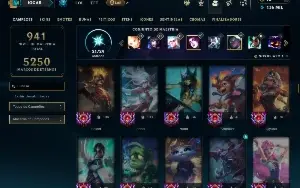 Prata 3 com TODOS os champs e 216 Skins ( Nivel 1166 )