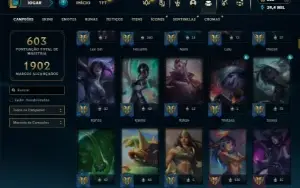 Unranked com TODOS os champs e 297 Skins ( SUP / JG / ADC )