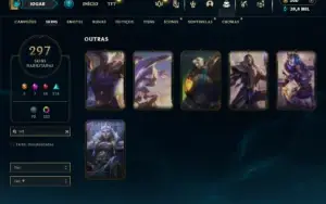 Unranked com TODOS os champs e 297 Skins ( SUP / JG / ADC )