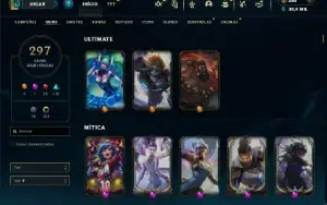 Unranked com TODOS os champs e 297 Skins ( SUP / JG / ADC )