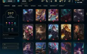 Unranked com TODOS os champs e 297 Skins ( SUP / JG / ADC )