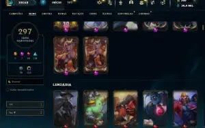 Unranked com TODOS os champs e 297 Skins ( SUP / JG / ADC )