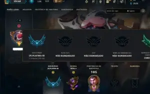 Platina 3 com 75 Champs e 19 Skins