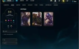 Conta prata 1 com 84 skins e 129 champs