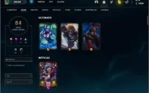Conta prata 1 com 84 skins e 129 champs