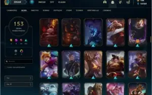 Conta prata 3 com 153 skins e QUASE todos os champs