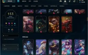 Conta prata 3 com 153 skins e QUASE todos os champs
