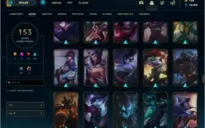 Conta prata 3 com 153 skins e QUASE todos os champs