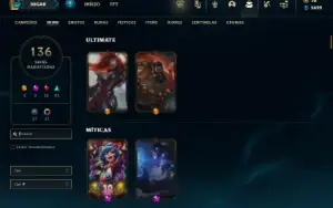 Bronze 4 com 150 Champs e 136 Skins ( Nivel 647 )