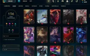 Bronze 4 com 150 Champs e 136 Skins ( Nivel 647 )
