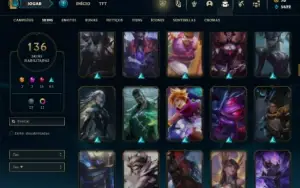 Bronze 4 com 150 Champs e 136 Skins ( Nivel 647 )