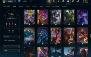 Bronze 4 com 150 Champs e 136 Skins ( Nivel 647 )