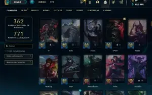 Ouro 3 com TODOS os champs e 324 Skins + 9 Prestigios
