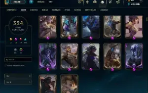 Ouro 3 com TODOS os champs e 324 Skins + 9 Prestigios