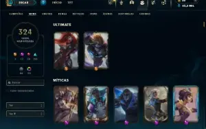 Ouro 3 com TODOS os champs e 324 Skins + 9 Prestigios