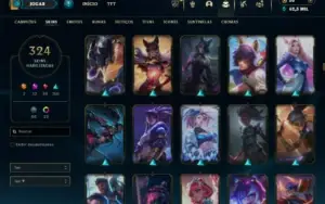 Ouro 3 com TODOS os champs e 324 Skins + 9 Prestigios